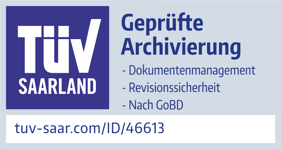 TÜV-Siegel Geprüfte Archivierung